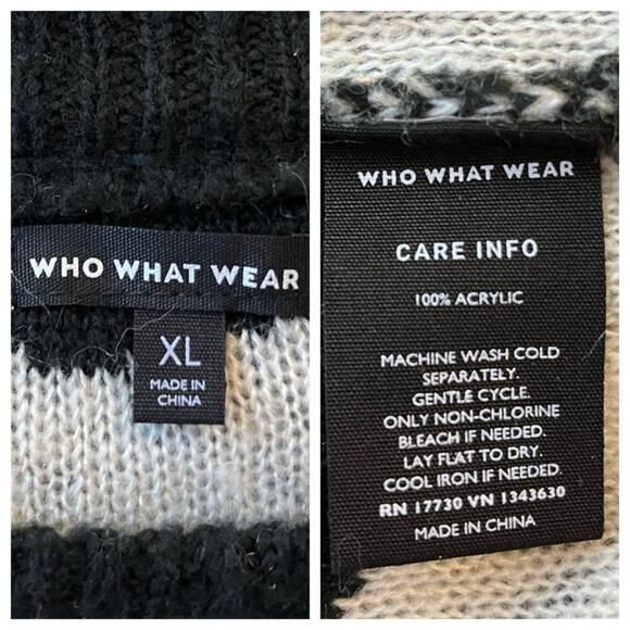 Who What Wear Sweater Crew Neck Fuzzy Zebra Black Gray Women’s Size XL - Picture 10 of 12